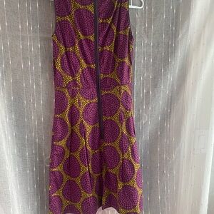 Purple and yellow cotton  Mini Dress